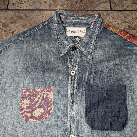 Magnolia Pearl Woodstock Sanforized Denim Patchwork Embroidered Women's OSFM - Picture 4 of 14